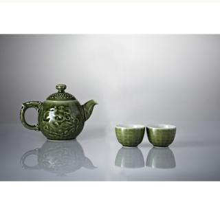 【乾唐軒】勢在必得茶具組 / 綠釉(一壺+二杯)