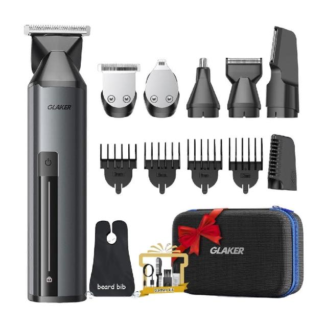 GLAKER CC5136 GLAKER CC5136 型號 EC-GLAKER-CC5136 電動修剪器,專為成人設計,提供3段剪髮長度調整,充電式電源方便使用。具備精準鬍鬚修剪功能,塑造俐落線條;全身修剪適用胸毛、腋毛、腿毛,打造清爽形象;鼻毛耳毛修剪頭安全去除細毛;細部造型修整眉毛側邊鬢角。刀頭水洗清潔,尺寸5x10x16cm,重量195g,中國產地,附贈收納盒便攜收納所有配件。