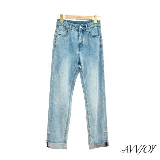 【AVVJOY 艾薇卓爾】褲管反摺牛仔褲(褲 長褲 下身 下著 長褲 褲子女 長褲女 CL2311105)