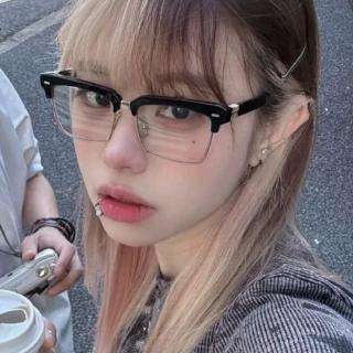 【LEEHER】半框眼鏡/方框眼鏡/眼鏡/眼鏡框/女生眼鏡/素顏眼鏡/眼鏡架/平光眼鏡/小臉神器/無度數眼鏡