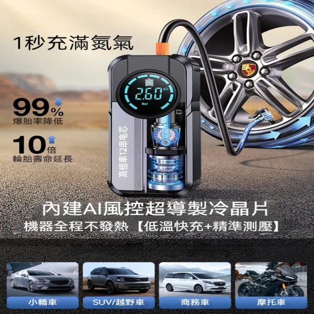 【星優】汽車應急啟動電源充氣泵一體機12V電瓶 預售12工作天(電源充氣一體 12V電瓶應急打火電源)