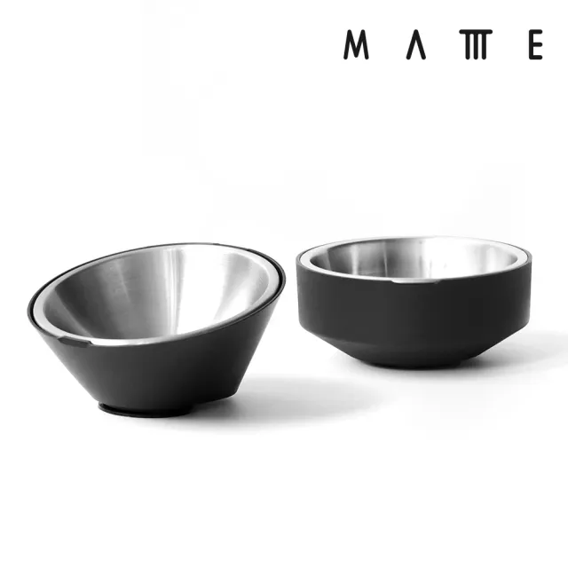【MATTTE】RoLock 寵物不倒大口徑飼料斜食碗+水碗組 不鏽鋼原色(寵物碗/貓碗/狗碗/飼料碗)