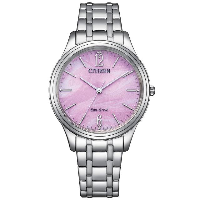 【CITIZEN 星辰】LADYS 日系光動能時尚腕錶/紫34mm(EM0411-71X)