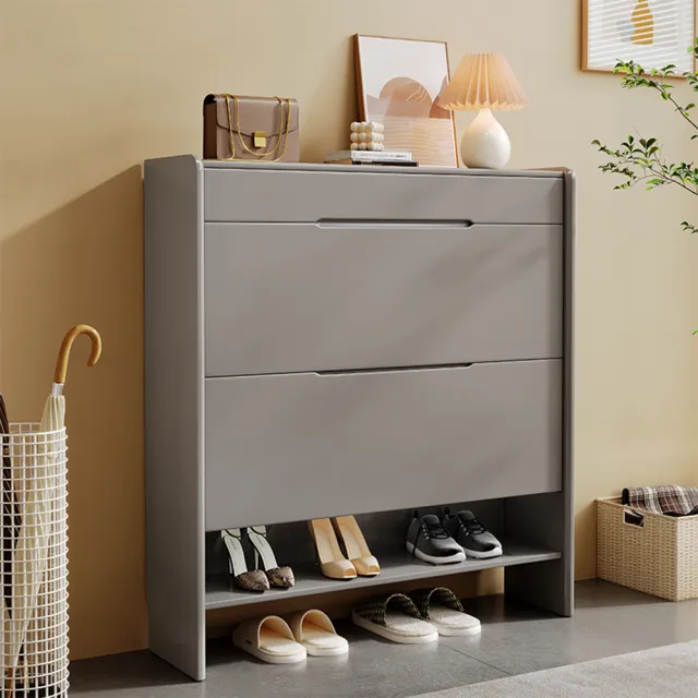 【HappyLife】實木超薄翻斗鞋櫃 80公分 Y11969(鞋櫃 鞋架 玄關架 開放式鞋架 有門鞋櫃 雙門鞋櫃)