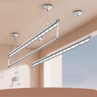 【漠禾旗艦店】雙桿 2.4米(晾衣桿 曬衣桿 升降晾衣桿 手搖曬衣桿 掛衣桿 衣架 預購15天)