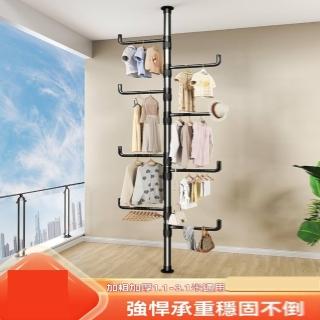 【韓雅格旗艦店】32直徑 六個掛鉤 調節3.1米(晾衣架 曬衣桿 衣帽架 伸縮桿 免打孔衣架 掛衣架 預購15天)