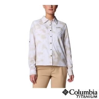 【Columbia 哥倫比亞】女款-超防曬UPF50快排長袖襯衫-米色印花(UAE34820ZI/JS)
