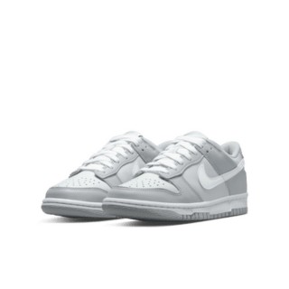 【NIKE 耐吉】運動鞋 休閒鞋 女鞋 中大童 男鞋 NIKE DUNK LOW GS 低筒 皮革 灰色(DH9765001)