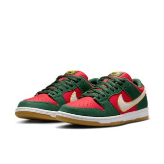 【NIKE 耐吉】運動鞋 休閒鞋 滑板鞋 男鞋 女鞋 NIKE SB DUNK LOW PRO PRM 經典 皮革 紅綠色(FZ1287300)