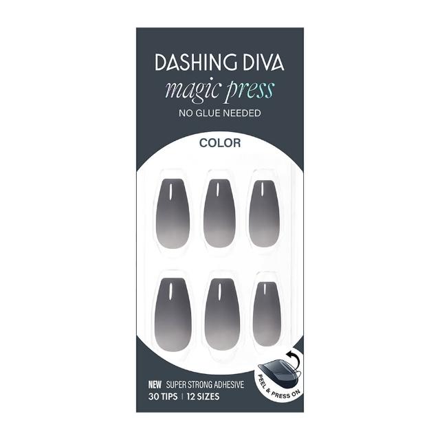 【DASHING DIVA】MAGICPRESS 薄型素色美甲片_霧感冷灰(免照燈 可修剪 素色 漸層灰 梯形甲)