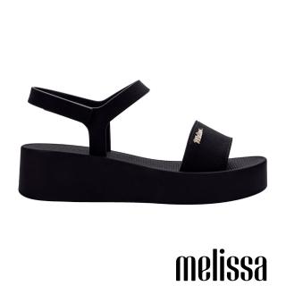 【Melissa】簡約素面厚底LOGO涼拖鞋(黑色)
