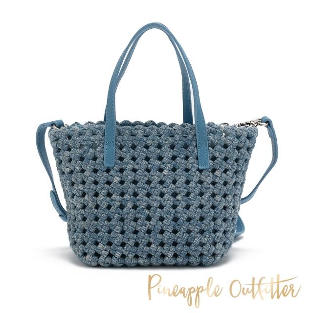 【Pineapple Outfitter】休閒單寧編織手提斜背兩用包(藍色)