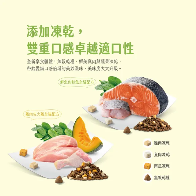 【Natural Kitty 自然小貓】低碳無穀凍乾糧|800g 雞肉口味兩包(貓飼料/貓乾糧/成貓/無穀配方/低碳新凍糧)