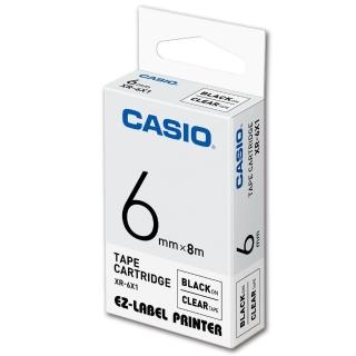 【CASIO 卡西歐】標籤機專用色帶-6mm透明底黑字(XR-6X1)