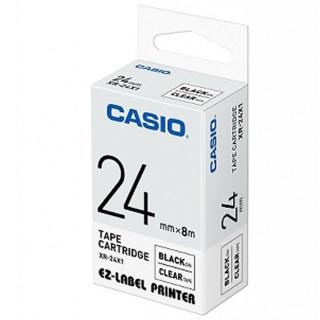 【CASIO 卡西歐】標籤機專用色帶-24mm透明底黑字(XR-24X1)