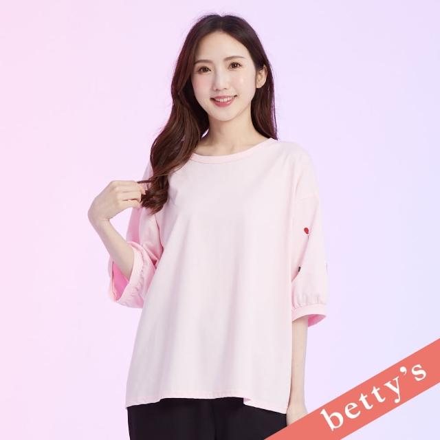 【betty’s 貝蒂思】童年回憶刺繡寬版T-shirt(粉色)