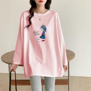 【ASister 小姊姊】現貨在庫★春秋長袖純棉上衣☆*可甜可鹽特輯*中大尺碼印花T恤(2款4色 S-3XL #AS0921)