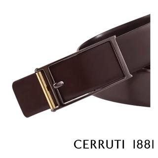 【Cerruti 1881】限量3折 義大利原裝進口 頂級小牛皮針扣皮帶 全新專櫃展示品 3261M(咖啡色 送禮盒提袋)