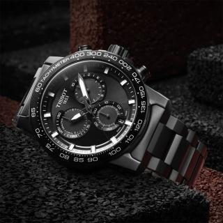 【TISSOT 天梭 官方授權】Supersport 三眼計時手錶-45.5mm 畢業禮物 送禮(T1256173305100)