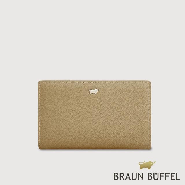 【BRAUN BUFFEL 德國小金牛】台灣總代理 維那斯-C 11卡兩折中夾-淺棕色(BF868-502-CR)