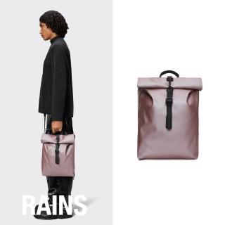 【RAINS官方直營】Rolltop Rucksack Mini 經典防水捲蓋後揹包(Muse 金屬粉)