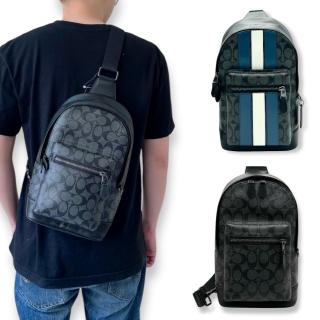 【COACH】男款 胸包 PVC防刮皮革 經典荖花 男生 腰包(2853 CV923)