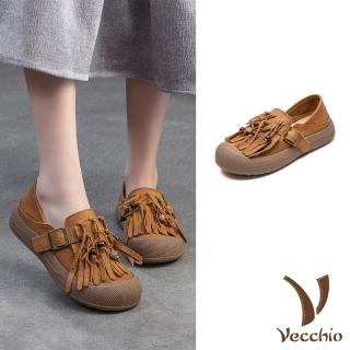 【Vecchio】真皮樂福鞋 厚底樂福鞋/真皮頭層牛皮兩穿法設計流蘇造型厚底樂福鞋(黃)