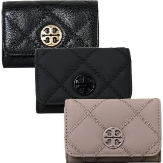【TORY BURCH】TB WILLA小圓牌LOGO荔枝紋皮革零錢名片夾(多色任選)