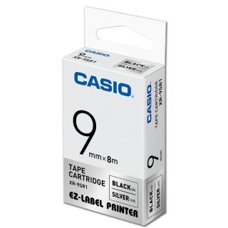 【CASIO 卡西歐】標籤機專用色帶-9mm銀底黑字(XR-9SR1)