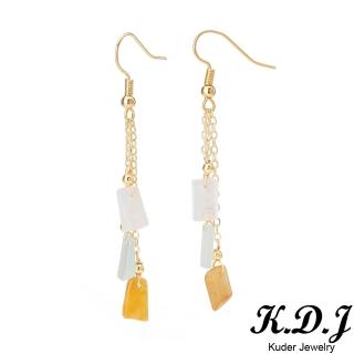 【K.D.J 圓融珠寶】隨型三色翡翠耳勾天然Ａ貨