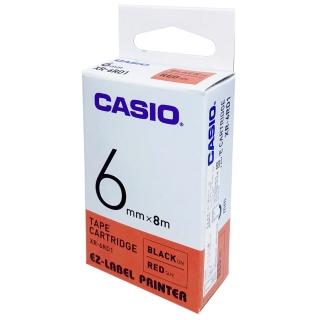 【CASIO 卡西歐】標籤機專用色帶-6mm紅底黑字(XR-6RD1)