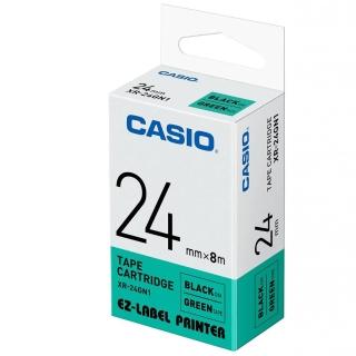 【CASIO 卡西歐】標籤機專用色帶-24mm綠底黑字(XR-24GN1)