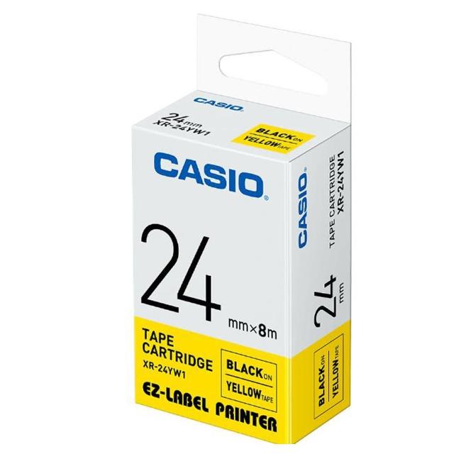【CASIO 卡西歐】標籤機專用色帶-24mm黃底黑字(XR-24YW1)
