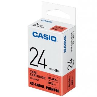【CASIO 卡西歐】標籤機專用色帶-24mm紅底黑字(XR-24RD1)