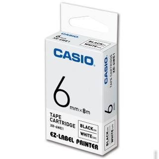 【CASIO 卡西歐】標籤機專用色帶-6mm白底黑字(XR-6WE1)