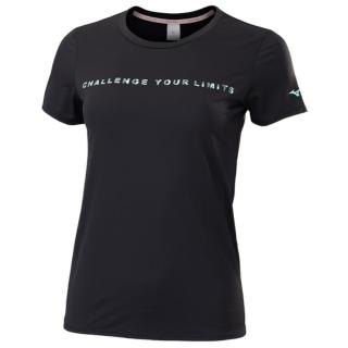 【MIZUNO 美津濃】短袖上衣 女 訓練 慢跑 吸濕排汗 黑 K2TAC20409