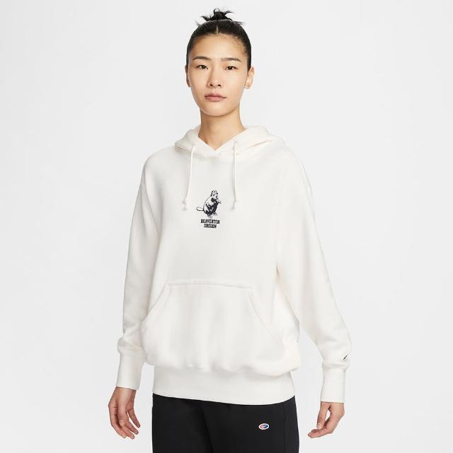 【NIKE 耐吉】長袖上衣 女款 帽T 運動 AS W NSW PHNX FLC PO HD OS GCE 米白 HV1743-133