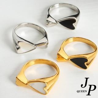 【Jpqueen】愛心簡約白海貝鈦鋼開口彈性戒指(4款可選)