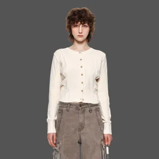 【MATIN KIM】官方旗艦 密拷邊針織衫(象牙白)