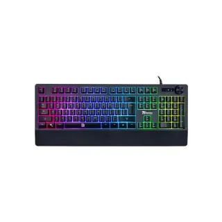 【Thermaltake 曜越】PurePlay RGB 薄膜鍵盤 中文 英文 多功能旋鈕設計 符合人體工學(EKB-PUP-MBBLXX-01)