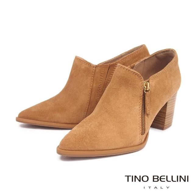TINO BELLINI 貝里尼 巴西進口牛麂皮尖頭拉鍊踝靴FDV0002-1 駝色