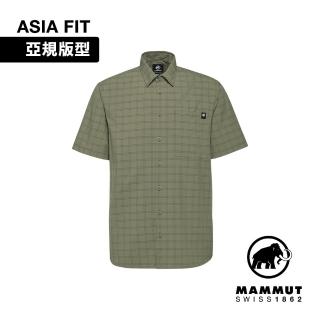 【Mammut 長毛象官方直營】Lenni Shirt AF Men 機能短袖格紋襯衫 男款 沼澤綠/深沼澤綠 #1015-01660