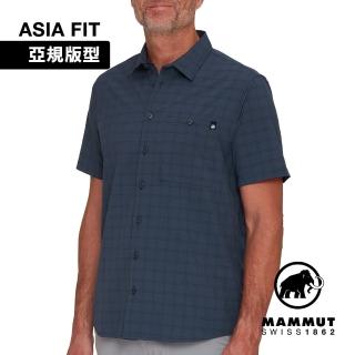 【Mammut 長毛象官方直營】Lenni Shirt AF Men 機能短袖格紋襯衫 男款 海洋藍/黑 #1015-01660