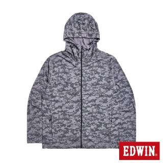 【EDWIN】男裝 涼爽系列 涼爽纖維連帽外套(黑灰色)