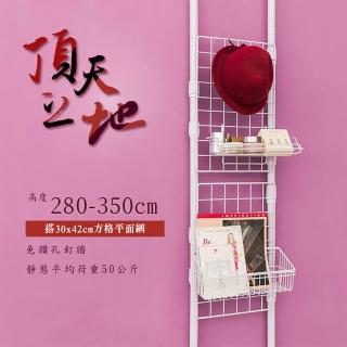 【dayneeds 日需百備】頂天立地烤漆收納架 搭30x42方格平面網2片(置物架/多功能網架/鐵架)