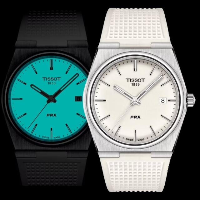 【TISSOT 天梭 官方授權】PRX系列 1970年代復刻 湖水綠 時尚腕錶 母親節 禮物 推薦(T1374101701100)