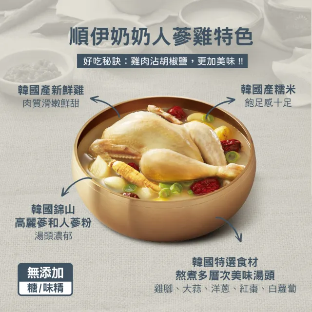 【SUNI COOK 順伊奶奶】正宗人蔘雞1000g
