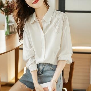 【LANNI 藍尼】★白色襯衫防曬罩衫(女上衣/百搭/雪紡衫)