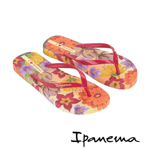 【IPANEMA】花面渡假感人字平底拖鞋(紅色)