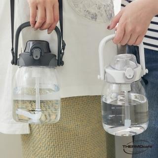 【THERMOcafe 凱菲】附背帶附吸管可提式彈蓋隨手瓶1000ml(TCTS-1000)